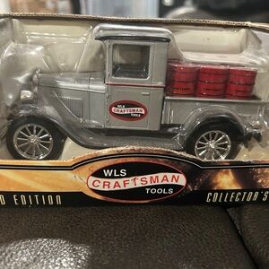 1928 Chevy Pick up Craft Silver Model Truck with Red Barrels